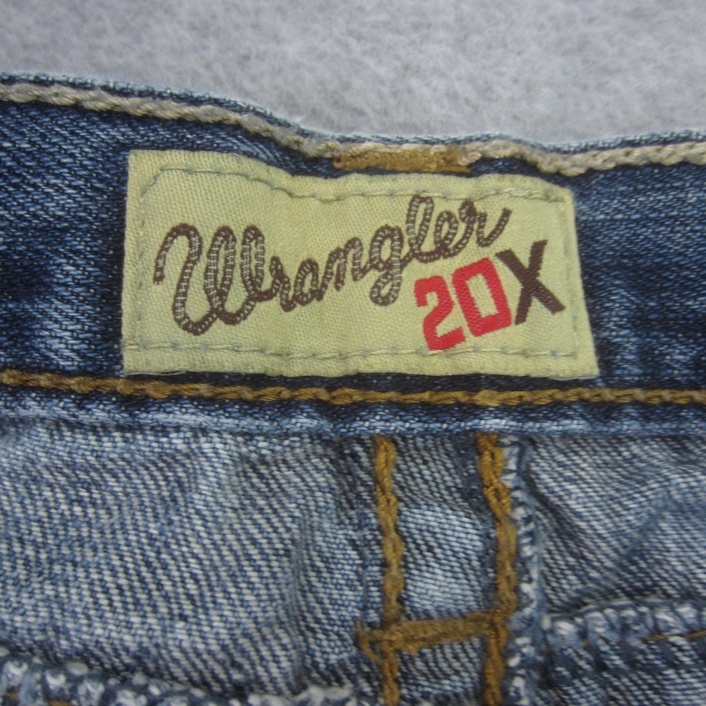 Wrangler 20X Jeans mens 38x36 Blue Straight Leg Medium Wash Western‎ Distressed - Picture 4 of 14